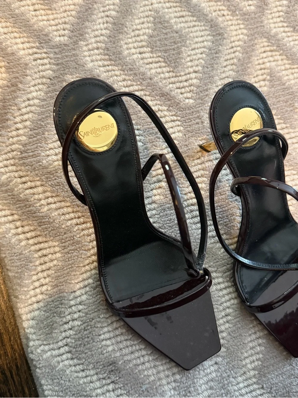 Saint Laurent Lee Sandal Glazed Leather Kitten Heel - Picture 7 of 10